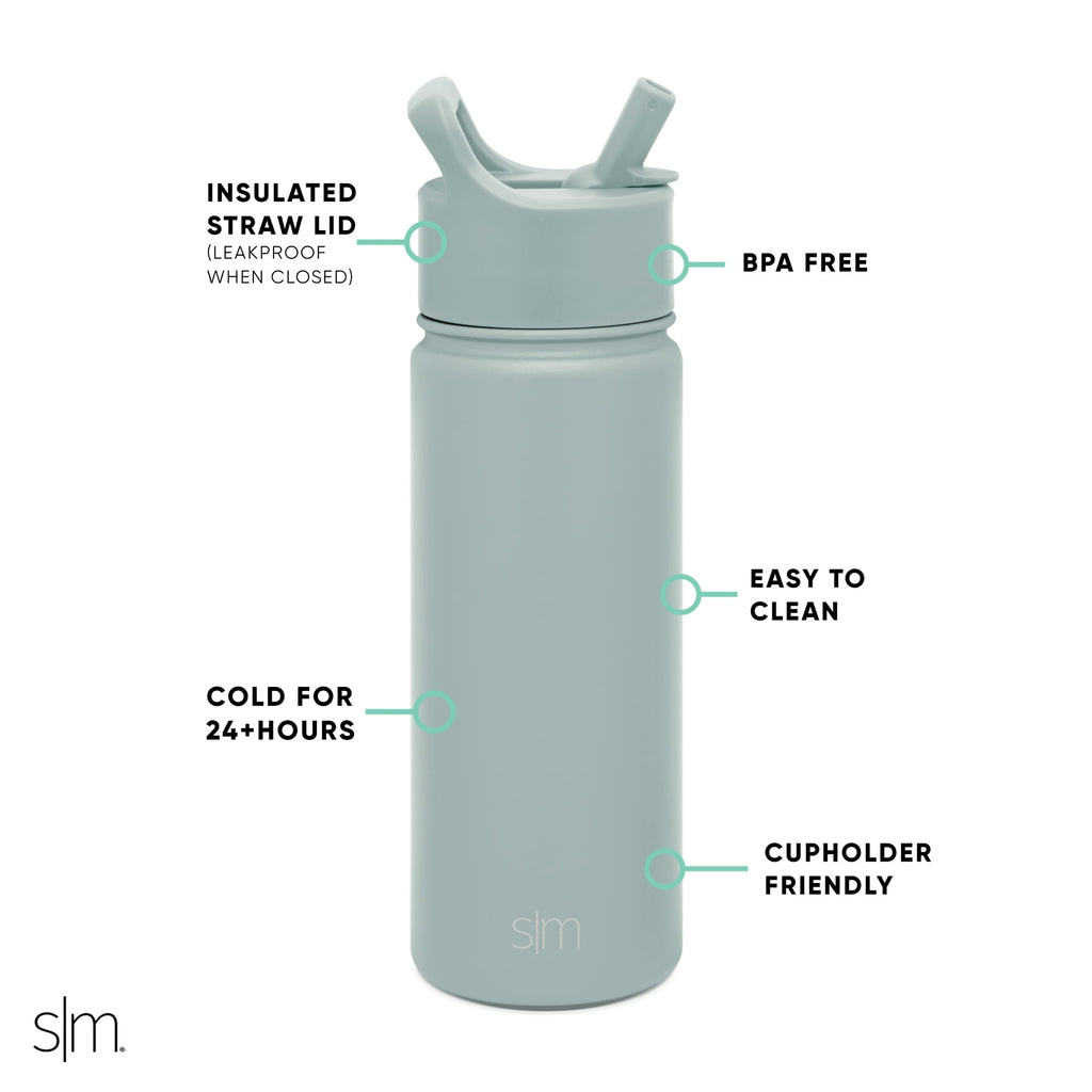 Simple Modern Summit Water Bottle Straw Lid Vacuum Insulated Stainless Steel Bottle | 18 fl oz - Pick 395