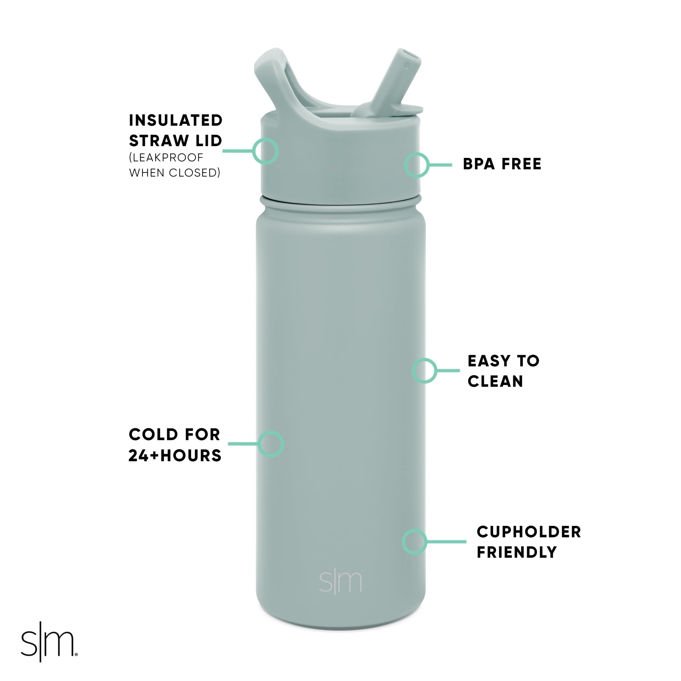 Simple Modern Summit Water Bottle Straw Lid Vacuum Insulated Stainless Steel Bottle | 18 fl oz - Pick 395