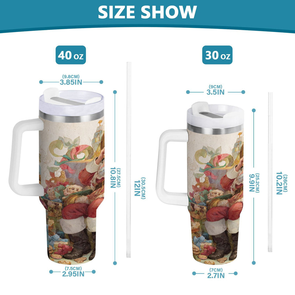 30 oz Insulated Stainless Steel Tumbler Double Wall Stainless Steel Tumbler with 2-Way Drinking Santa Claus Sitting in Chair - Pick 509
