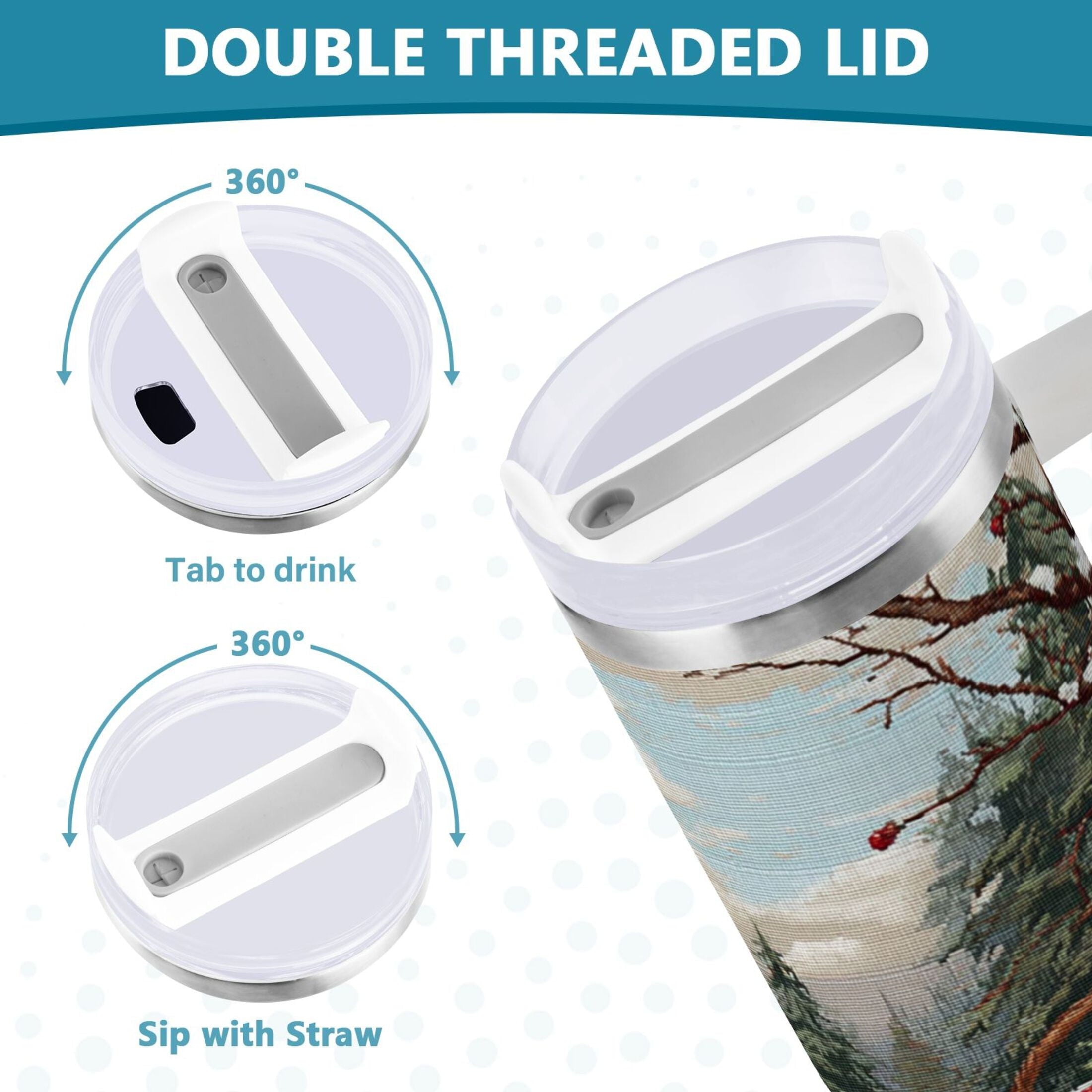 30 oz Insulated Stainless Steel Tumbler Double Wall Stainless Steel Tumbler with 2-Way Drinking Apples and Baskets - Pick 640