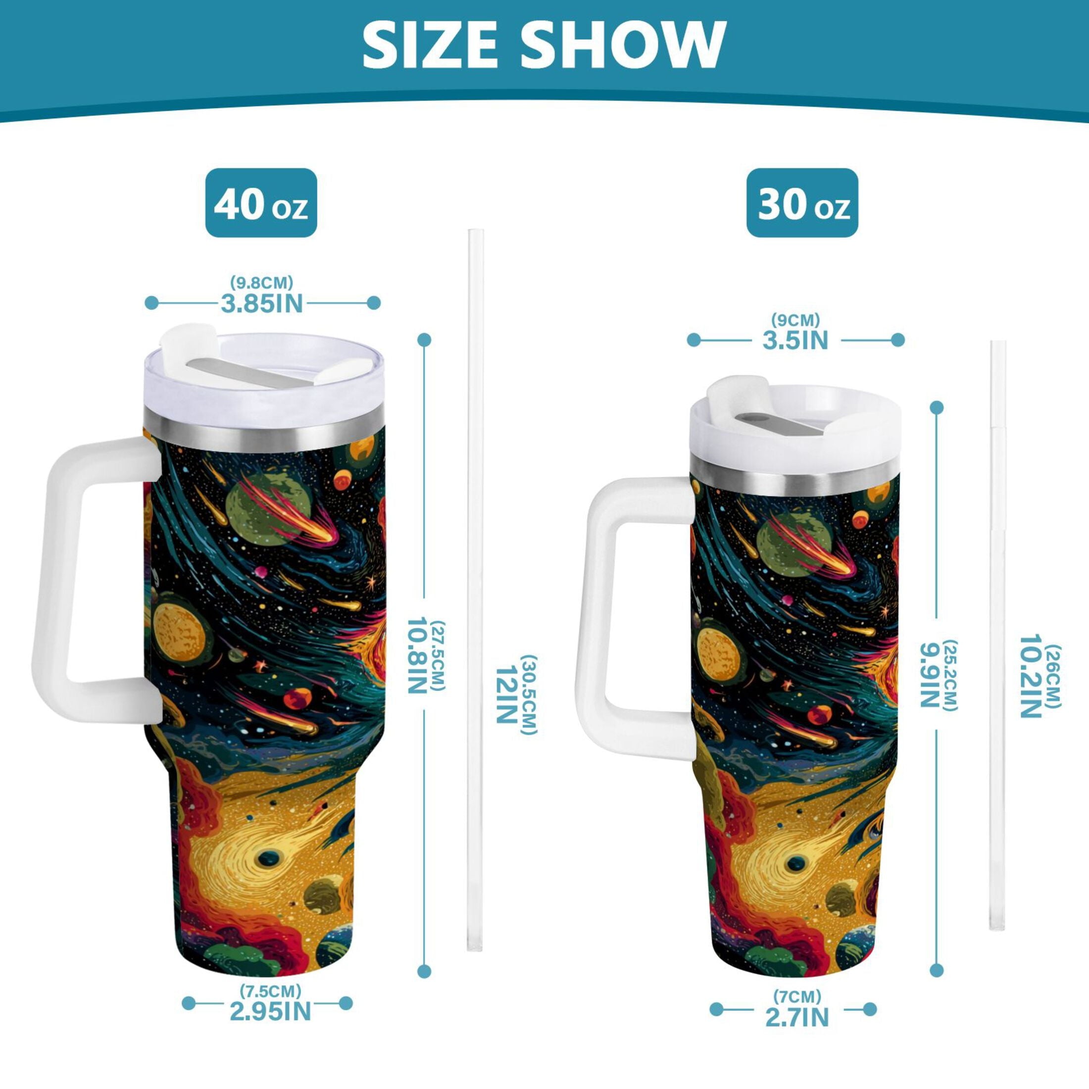 40 oz Insulated Stainless Steel Tumbler Double Wall Stainless Steel Tumbler with 2-Way Drinking Swirling Galaxy - Pick 259