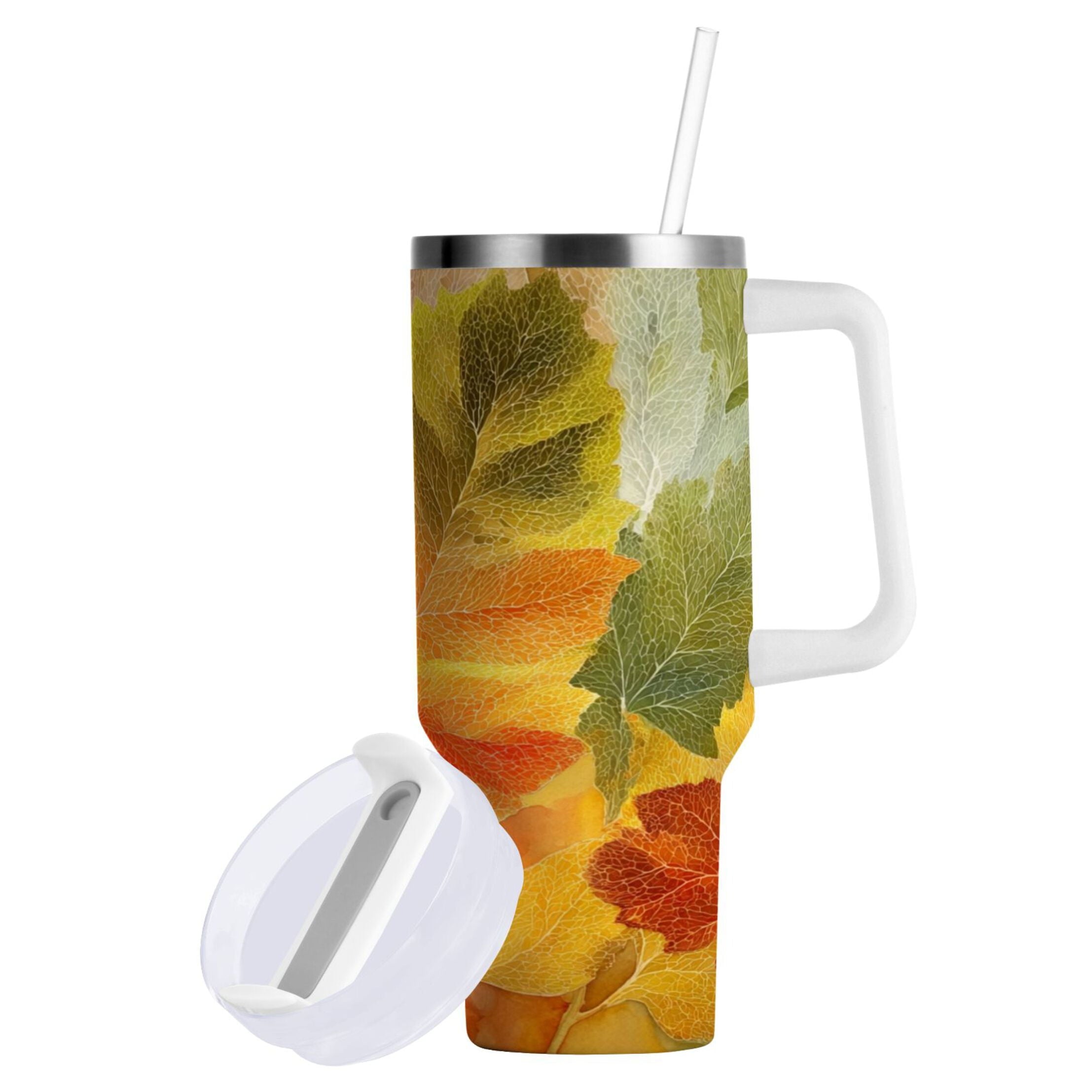 30 oz Insulated Stainless Steel Tumbler Double Wall Stainless Steel Tumbler with 2-Way Drinking Various Shades Autumn Leaves - Pick 277