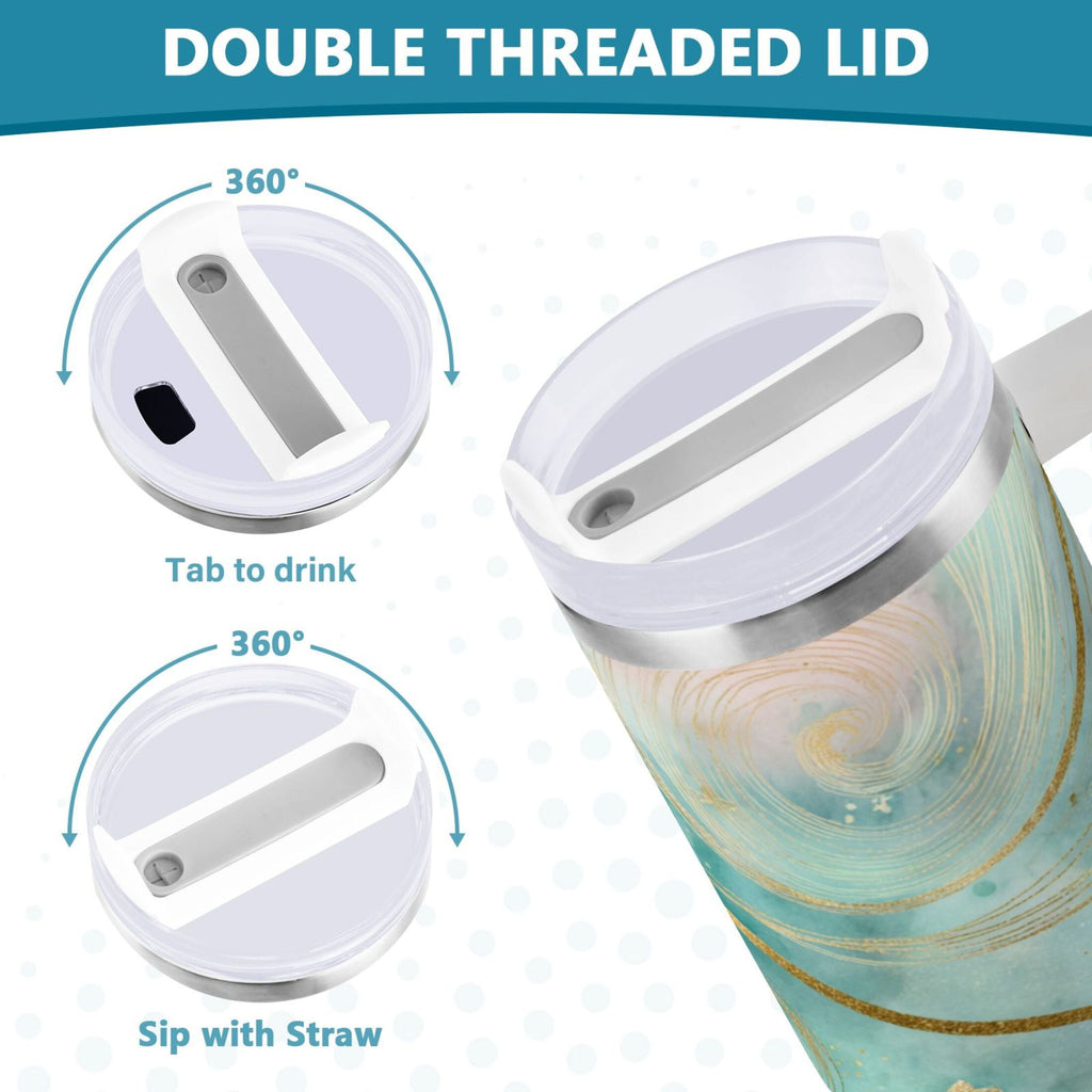 30 oz Insulated Stainless Steel Tumbler Double Wall Stainless Steel Tumbler with 2-Way Drinking Beautiful Swirling Lines - Pick 176