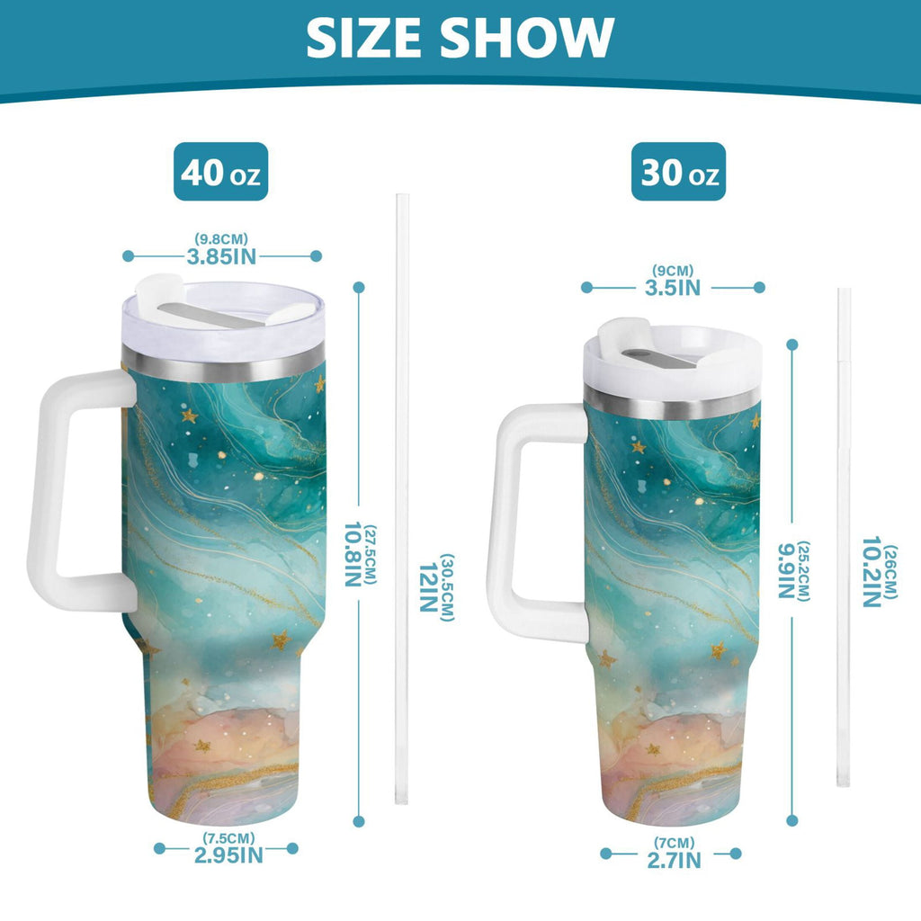 40 oz Insulated Stainless Steel Tumbler Double Wall Stainless Steel Tumbler with 2-Way Drinking Beautiful Watercolor Stars - Pick 751