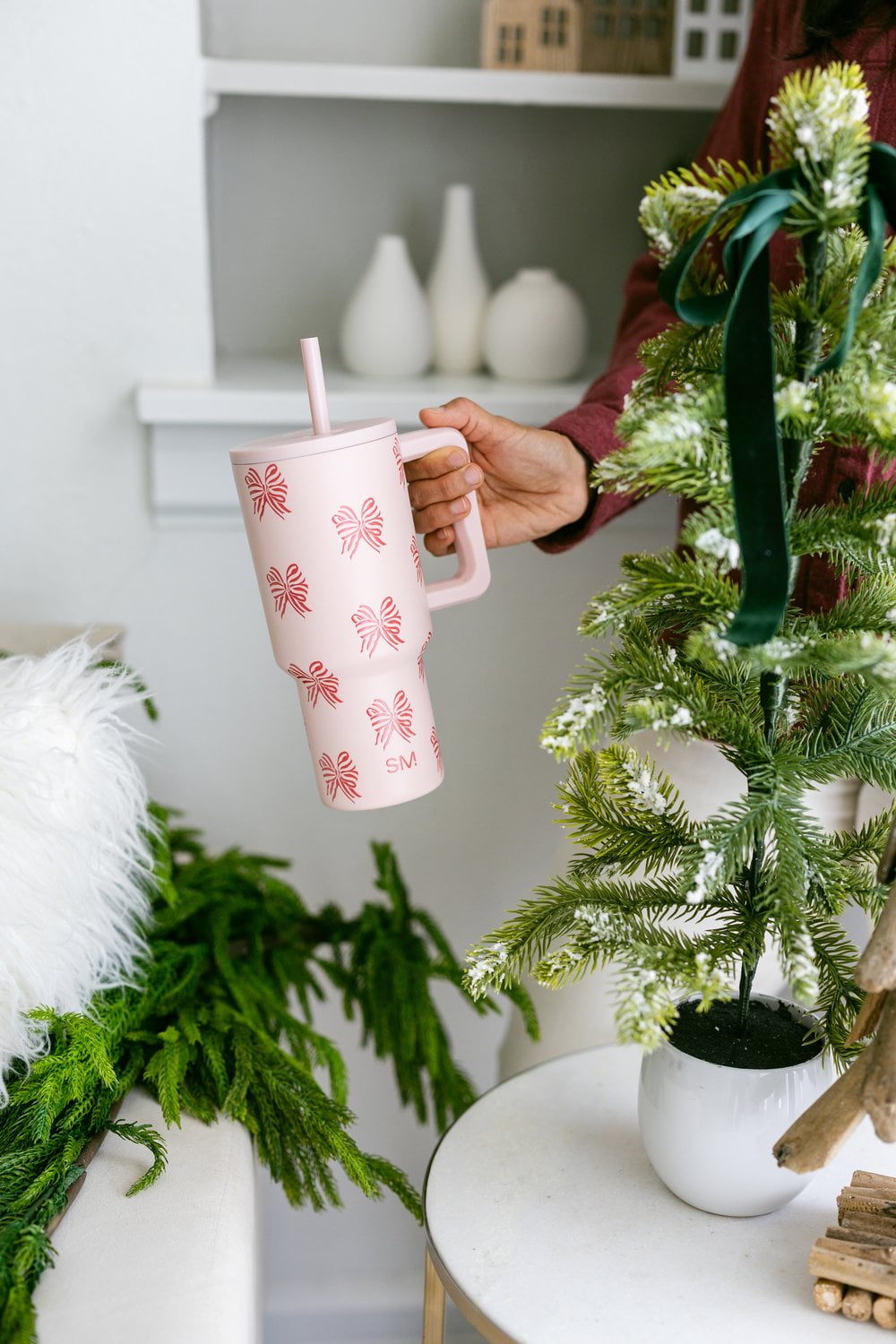Simple Modern 30 fl oz Insulated Stainless Steel Trek Tumbler with Straw Lid | Seaglass Sage and Cream Checkmate - Pick 125